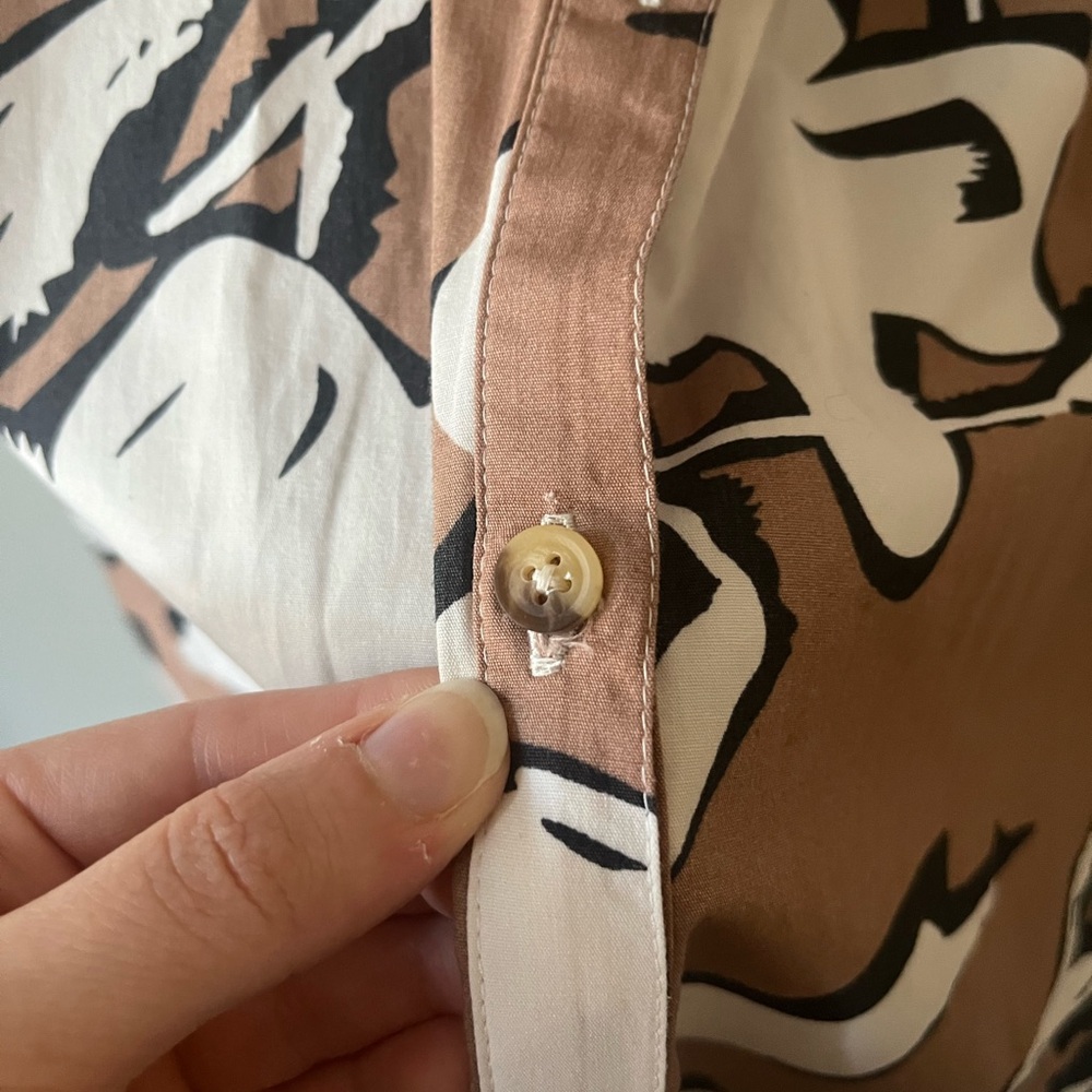 Floral Button-Down Midi Dress in Taupe and White. Maeve by Anthropologie - Picture 12 of 16